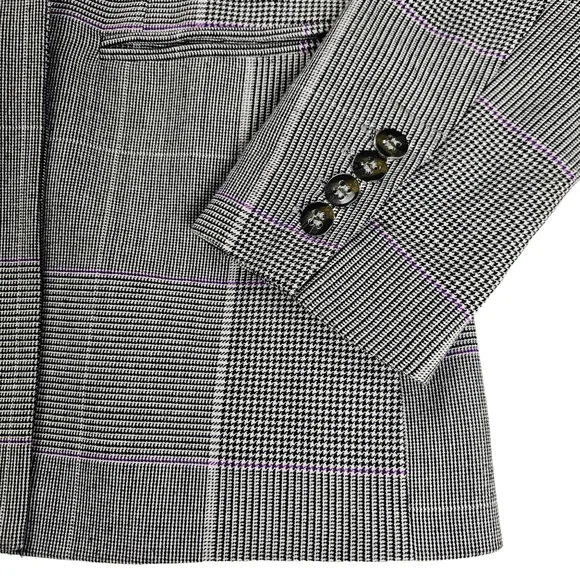 7th Avenue Design New York and Company Plaid Black White Blazer Women's Size 4 - Picture 9 of 16